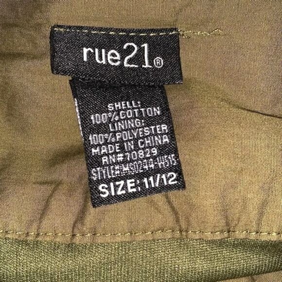 Rue21 Olive Green Tiered Ruffle Mini Skirt Size 11/12 Cotton & Polyester - Picture 2 of 7